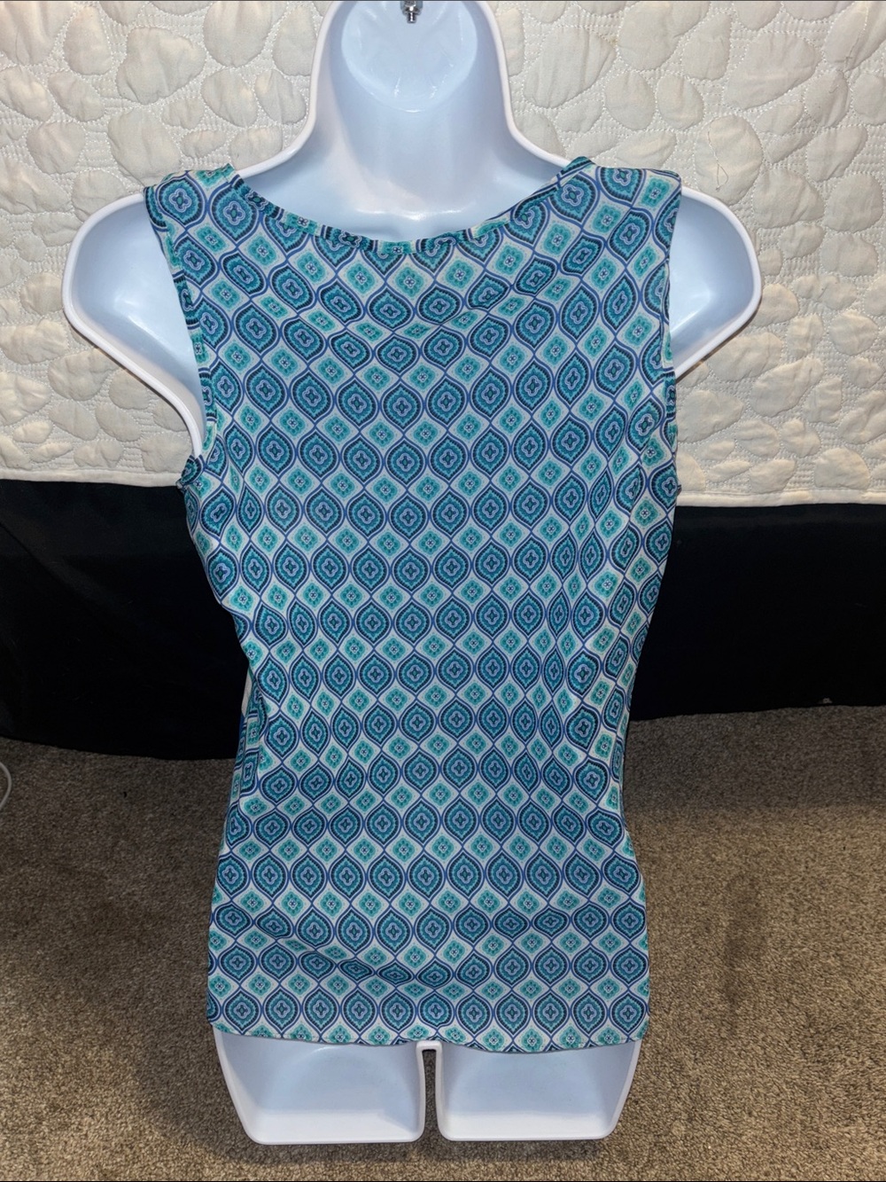 Banana Republic Blue, Teal & White Striped Scoop-Neck Tank - Picture 3 of 3